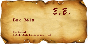 Bek Béla névjegykártya
